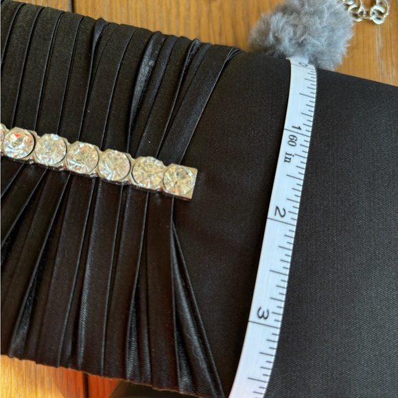 Gunne Sax by Jessica McClintock Black Satin Rhinestone Evening Purse Clutch - Picture 7 of 8